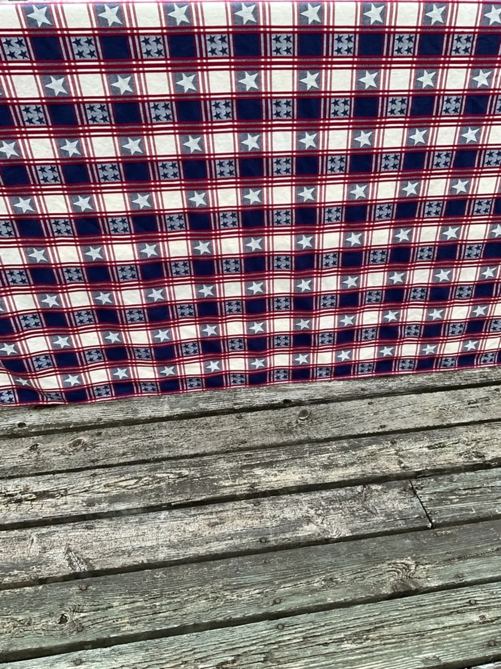Pampered Chef Red white blue Star Plaid Cotton Tablecloth 4th July USA 58”by 80” - Picture 4 of 6